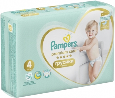 Гащи памперс премиум кеър - pampers premium care 4 (8-14кг.) 38бр. new